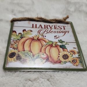 Harvest Blessings Decorative Plaque. Metal Sign.